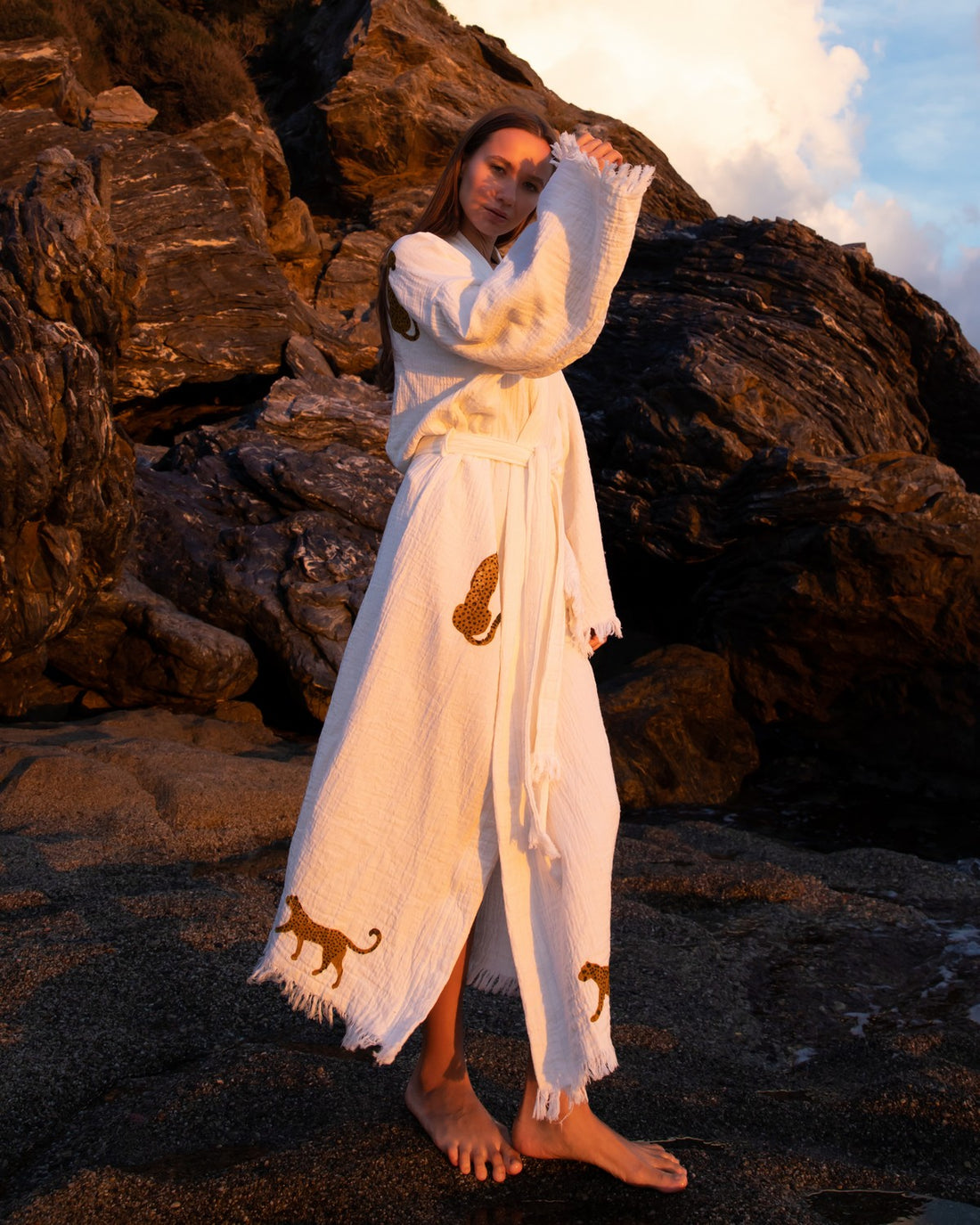 Brown Leopard Kimono Robe