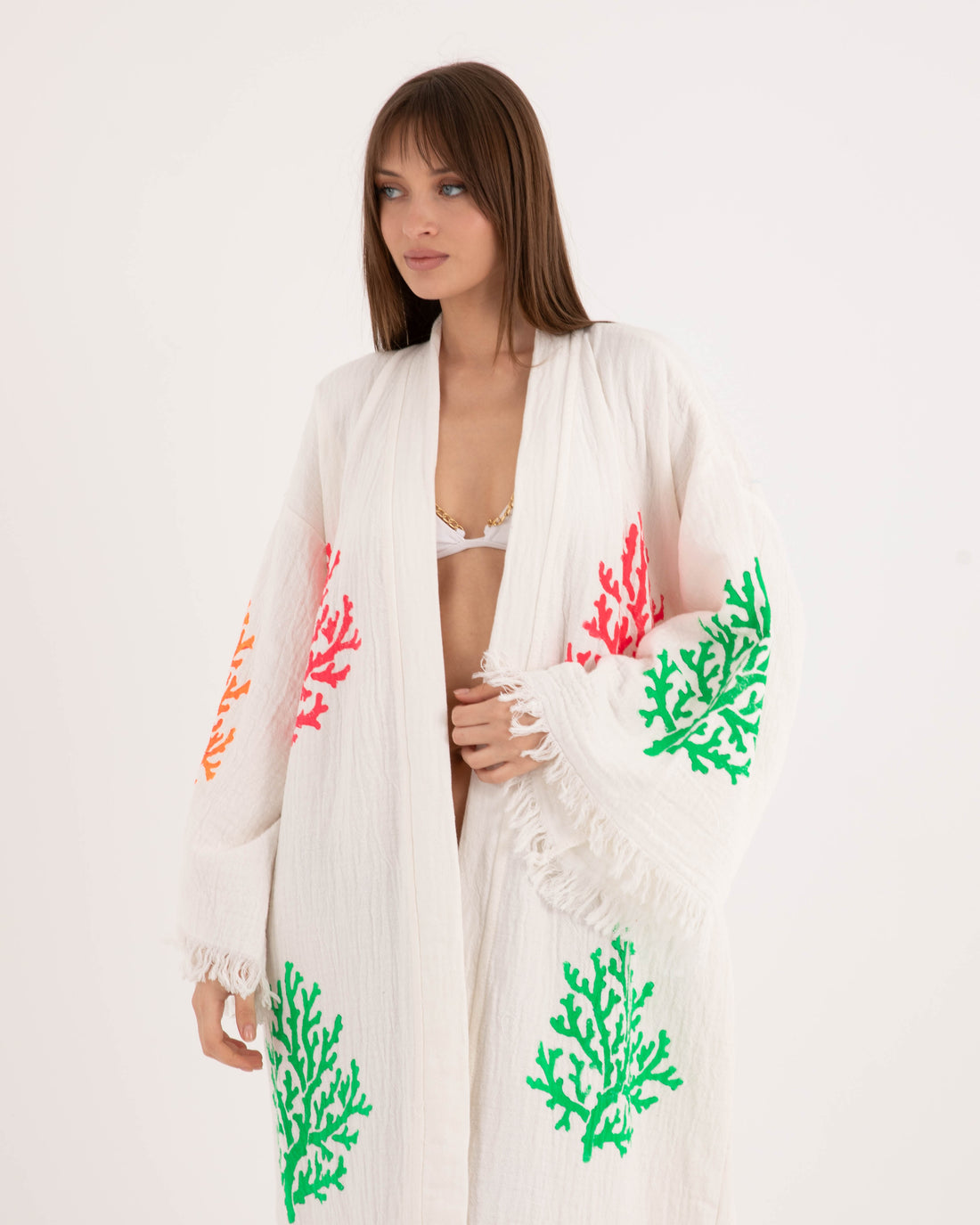 Colorful Corals White Kimono