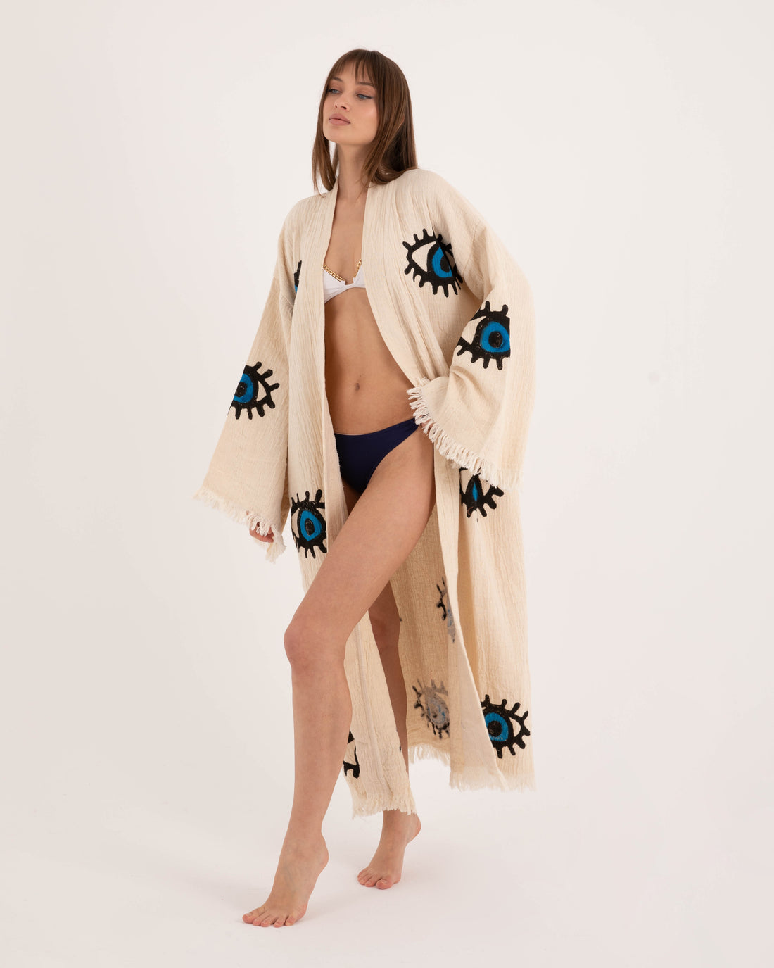 Beige Evil Eye Kimono